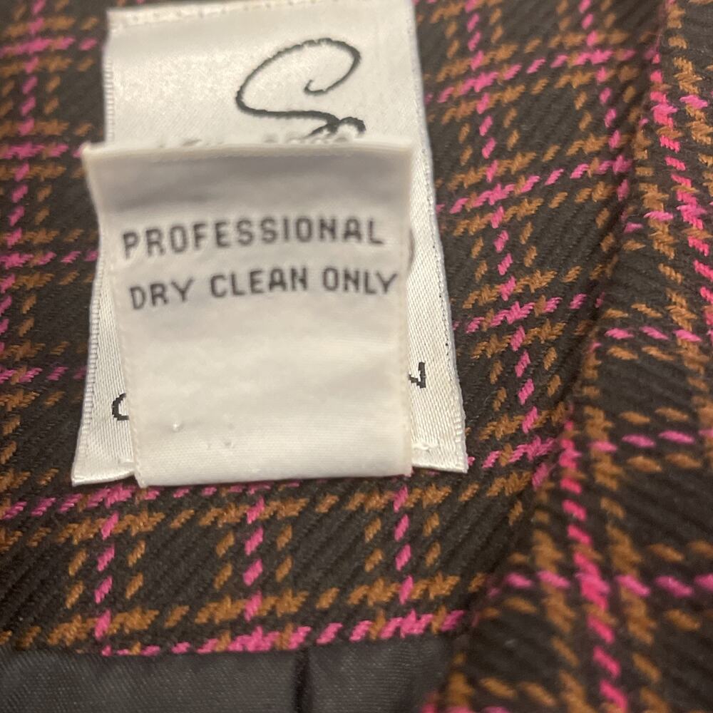 SBS Collection Women Blazer Size 10 Burgundy Plaid Gold Button Career Jacket - Picture 8 of 11